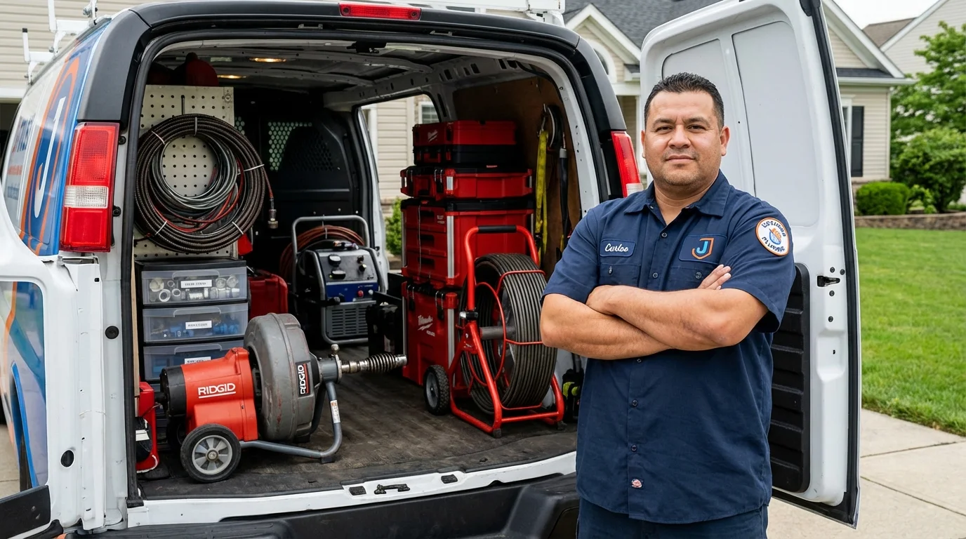 Professional drain cleaning equipment and Johns Plumbing LLC plumber in Atkinson