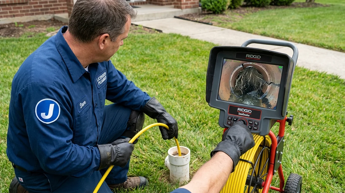 Sewer camera inspection being performed by Johns Plumbing LLC in Atkinson